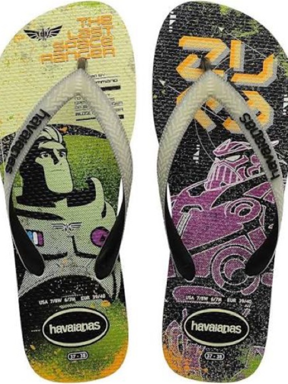 Havaianas Buzz Lightyear Glow in the dark Flip Flops boys size 3/4Y